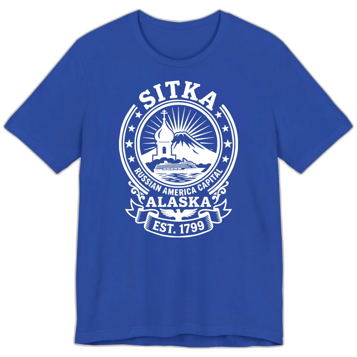 Sitka Russian America Capital Badge Premium T-Shirt in True Royal
