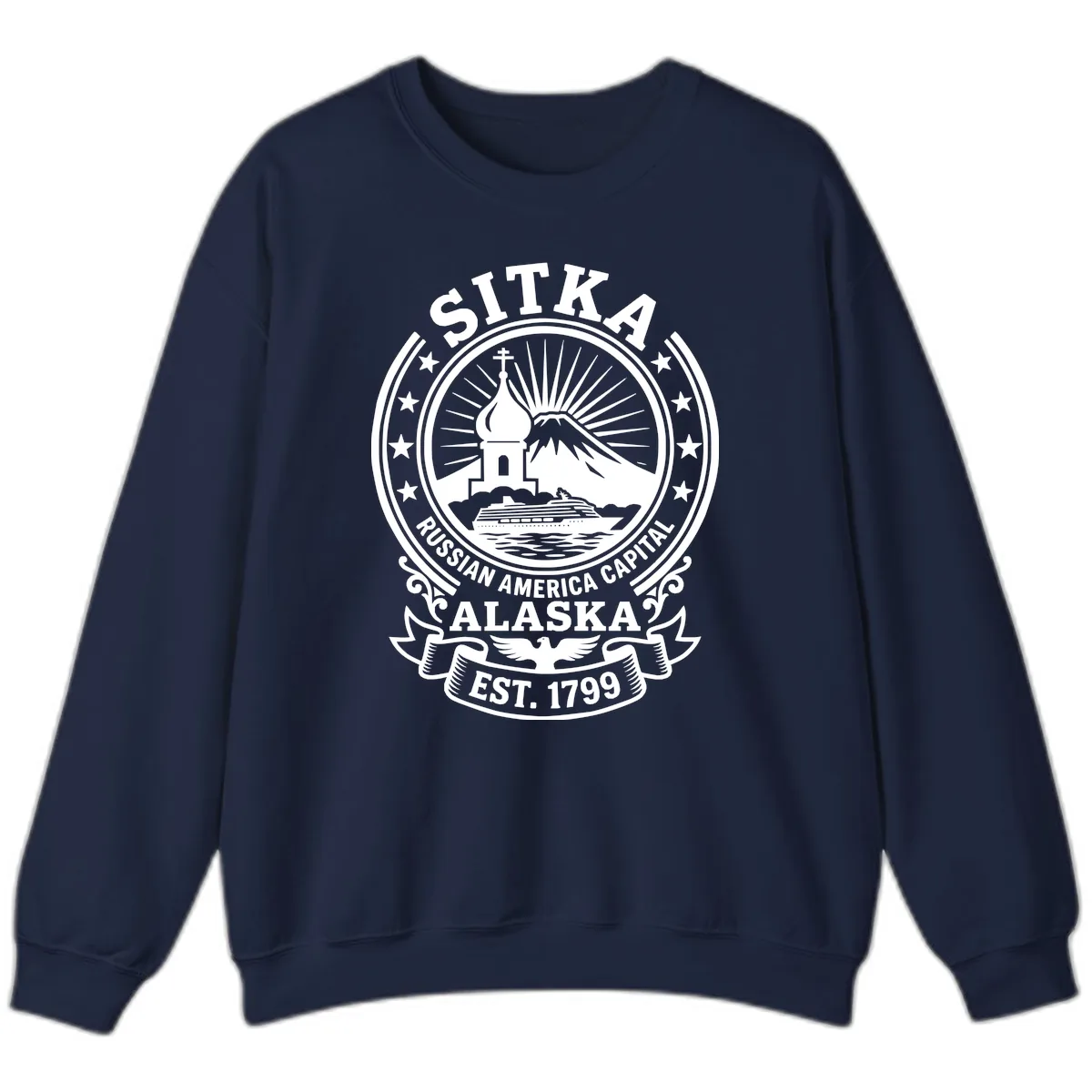 Sitka Russian America Capital Badge Sweatshirt in Navy