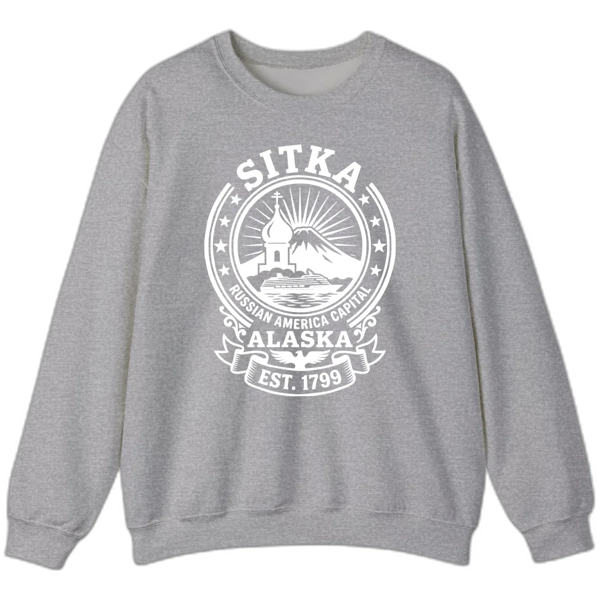 Sitka Russian America Capital Badge Sweatshirt in Sport Grey