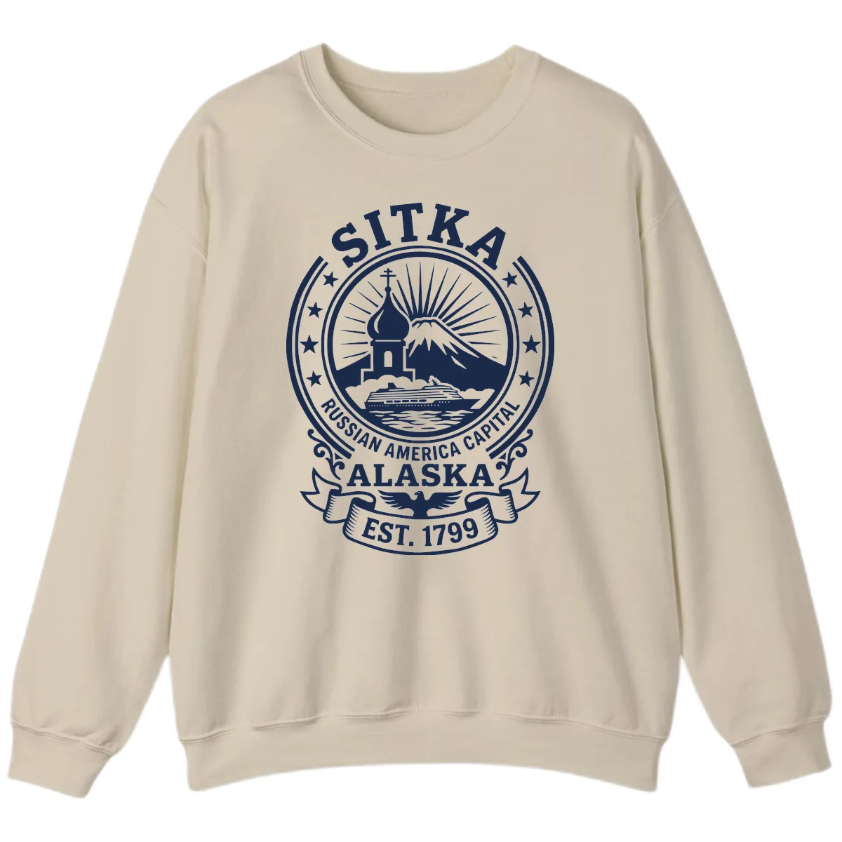 Sitka Russian America Capital Badge Sweatshirt in Sand