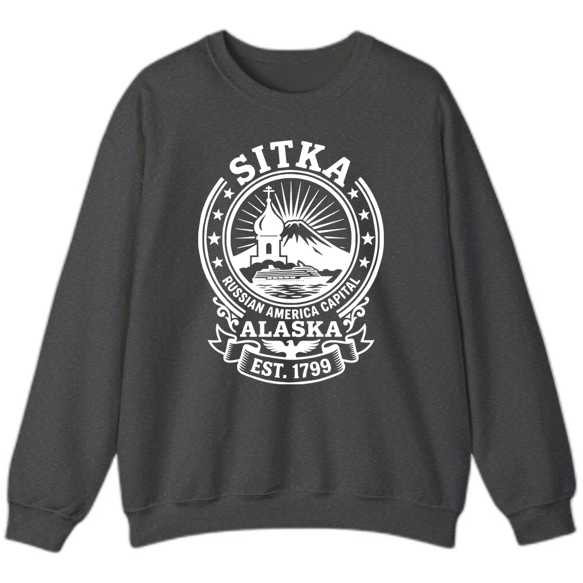 Sitka Russian America Capital Badge Sweatshirt in Dark Heather