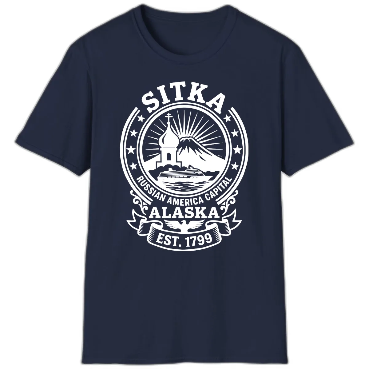 Sitka Russian America Capital Badge T-Shirt in Navy