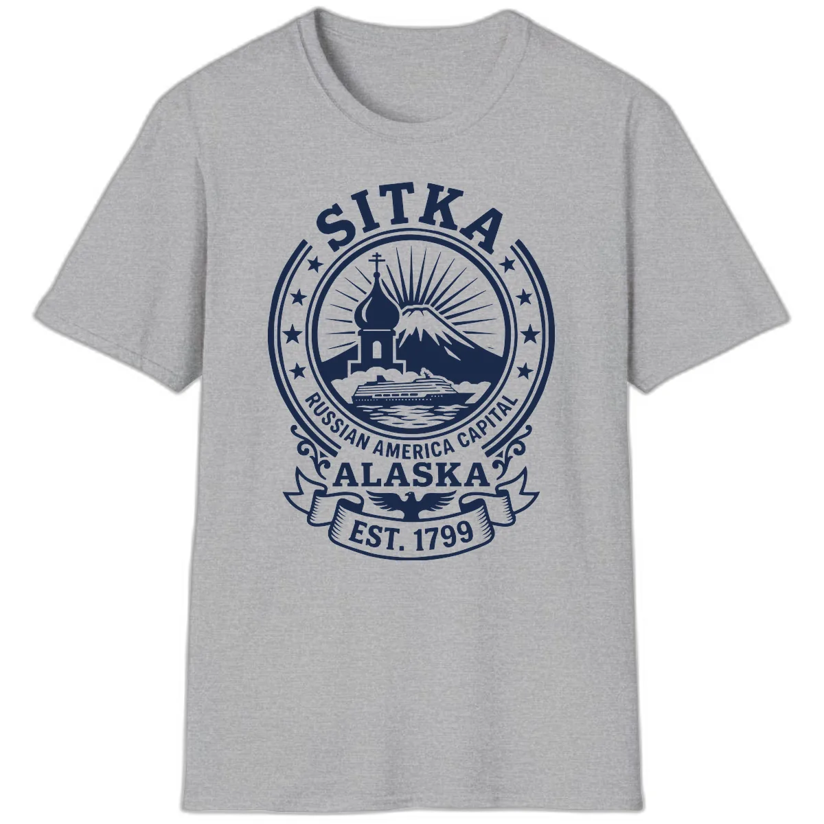 Sitka Russian America Capital Badge T-Shirt in Sport Grey