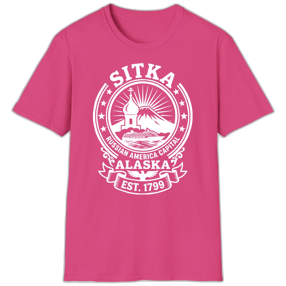 Sitka Russian America Capital Badge T-Shirt in Heliconia