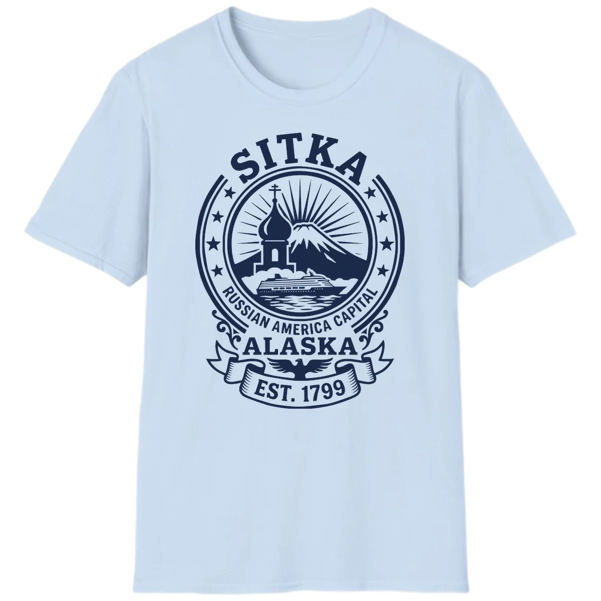 Sitka Russian America Capital Badge T-Shirt in Light Blue
