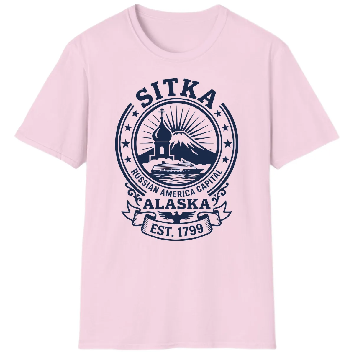 Sitka Russian America Capital Badge T-Shirt in Light Pink