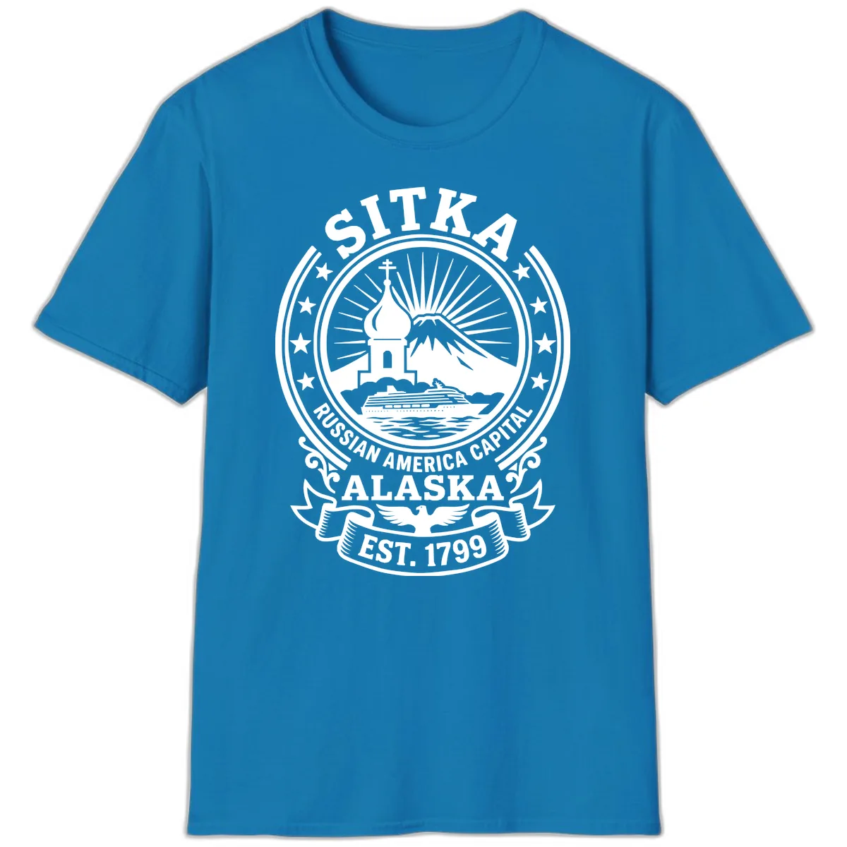 Sitka Russian America Capital Badge T-Shirt in Sapphire