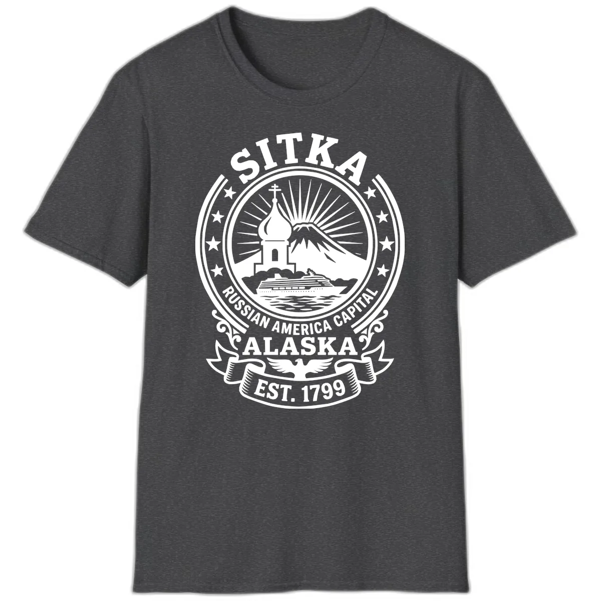Sitka Russian America Capital Badge T-Shirt in Dark Heather