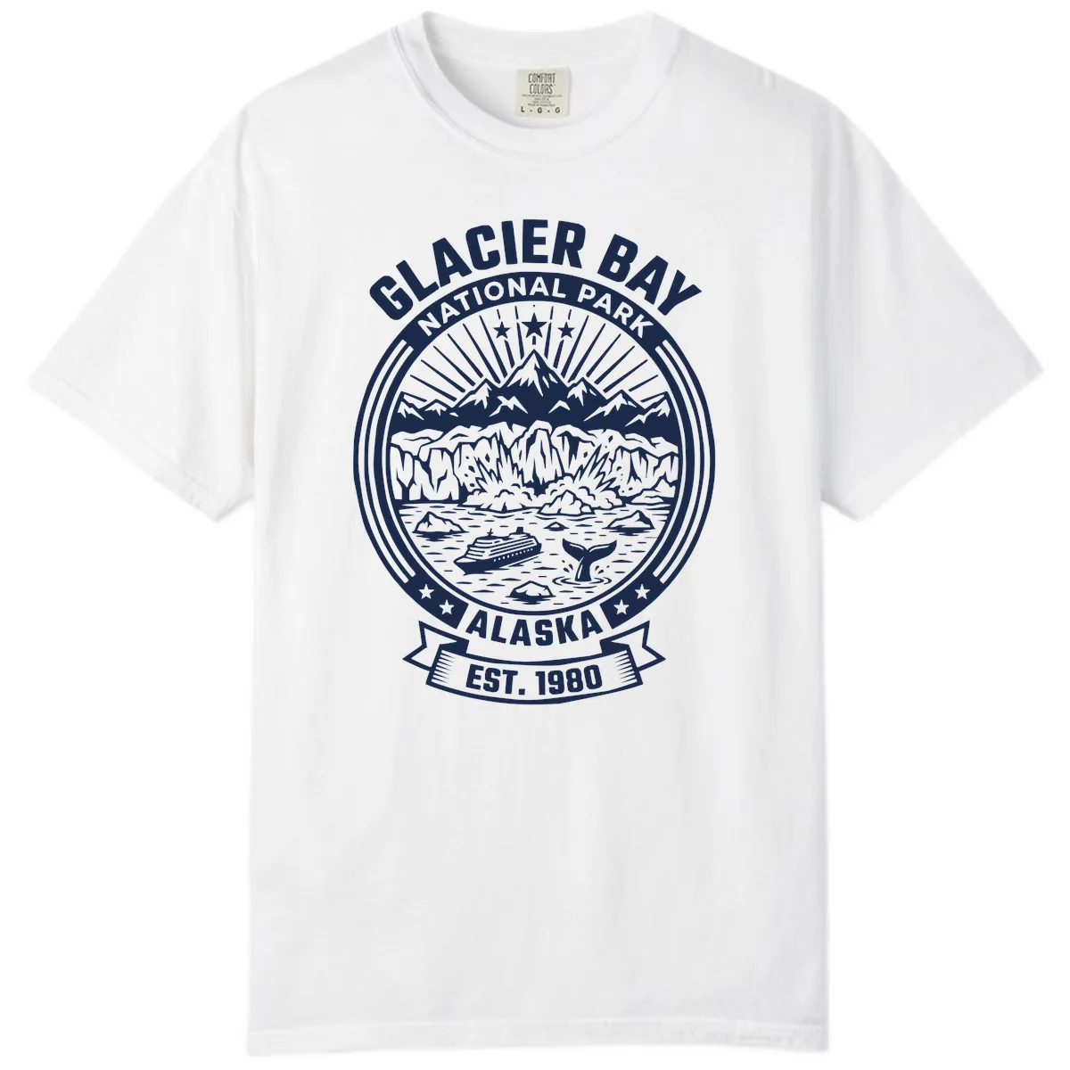 Glacier Bay National Park Badge Comfort Color in White