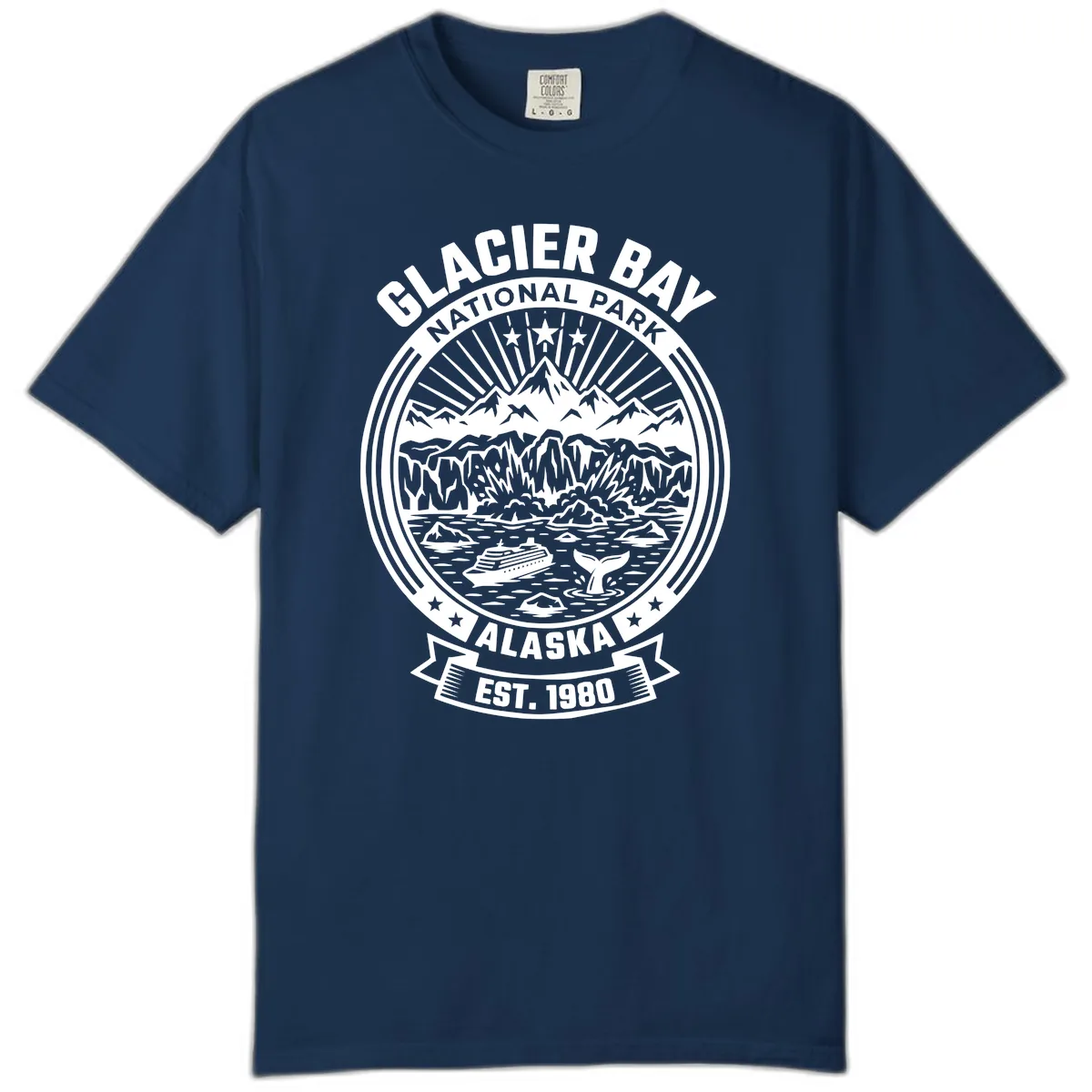 Glacier Bay National Park Badge Comfort Color in Navy