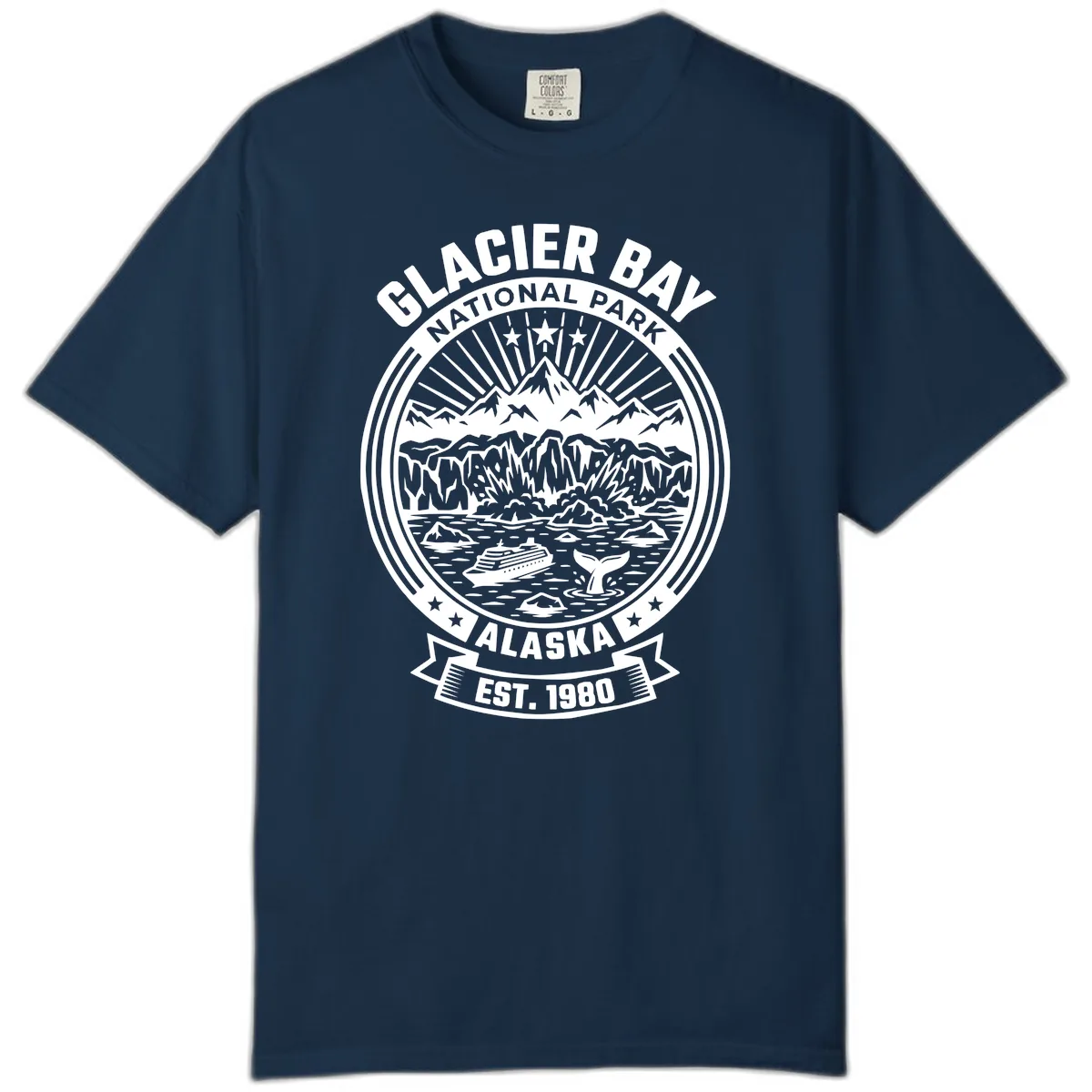 Glacier Bay National Park Badge Comfort Color in True Navy