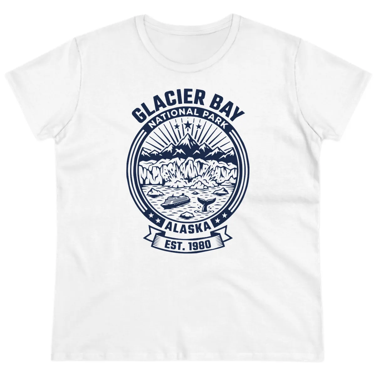 Glacier Bay National Park Badge Ladies Tee in White