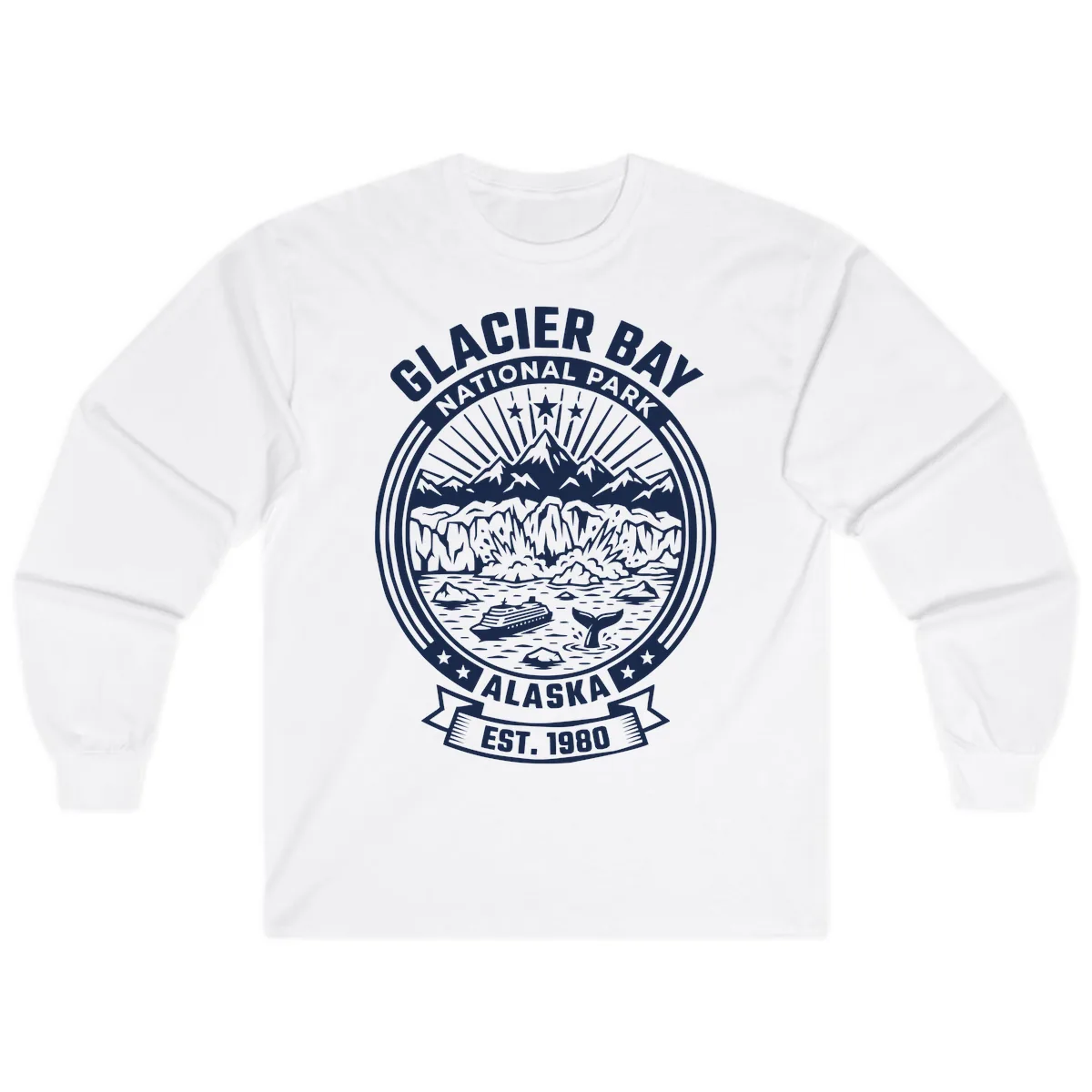 Glacier Bay National Park Badge Long Sleeve in White