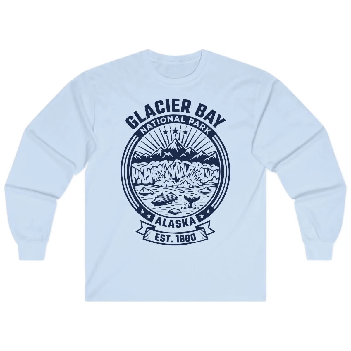 Glacier Bay National Park Badge Long Sleeve in Light Blue