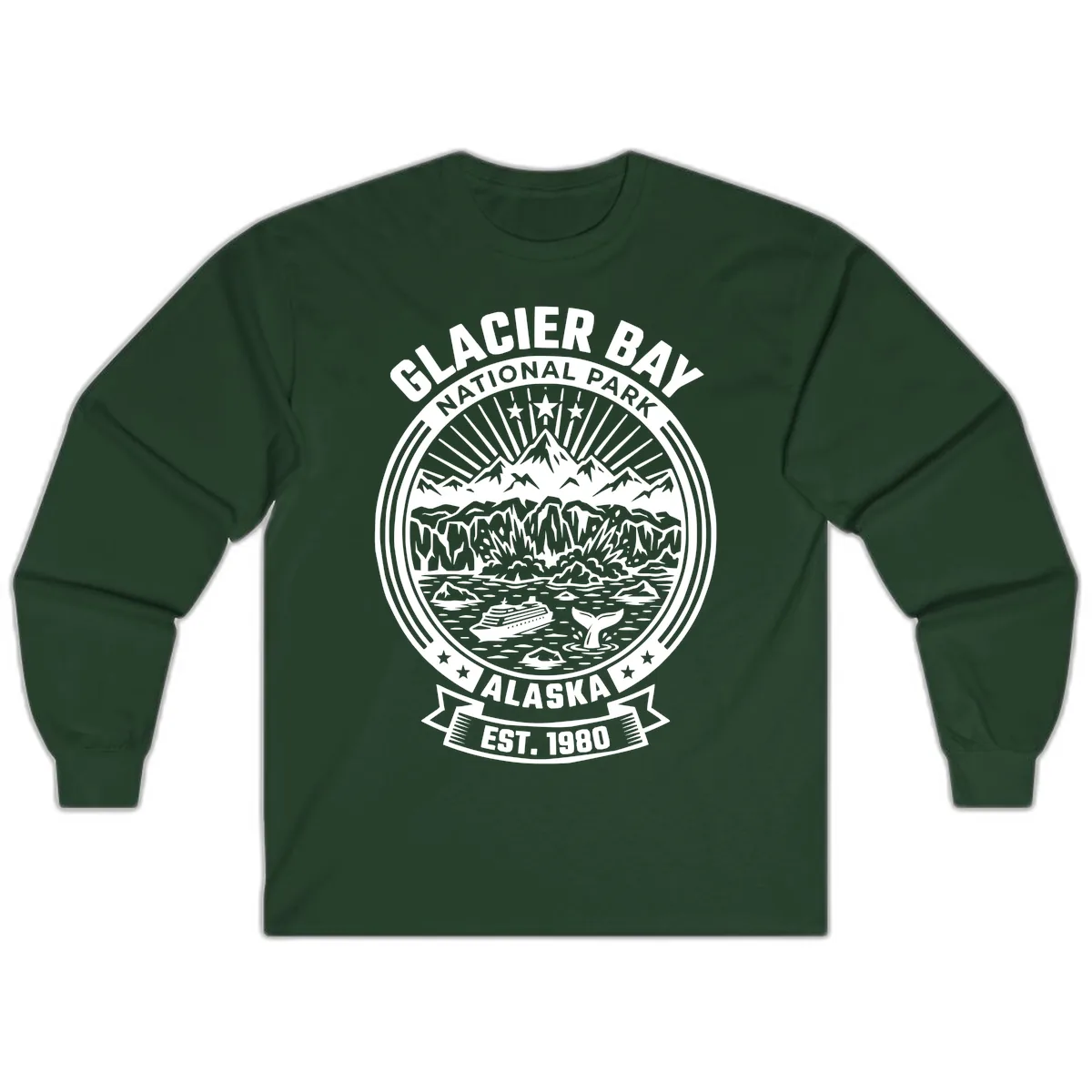 Glacier Bay National Park Badge Long Sleeve in Forest Green