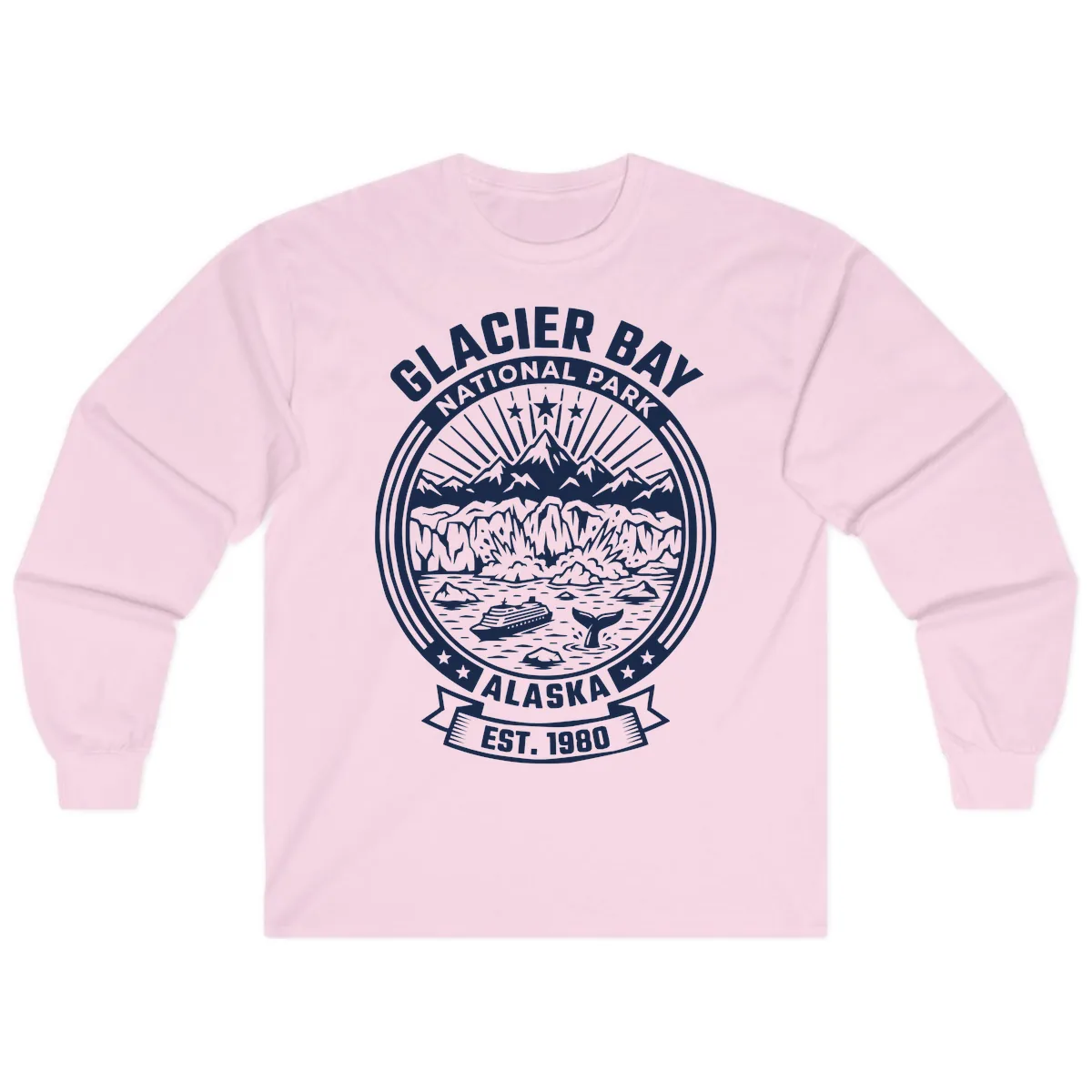 Glacier Bay National Park Badge Long Sleeve in Light Pink