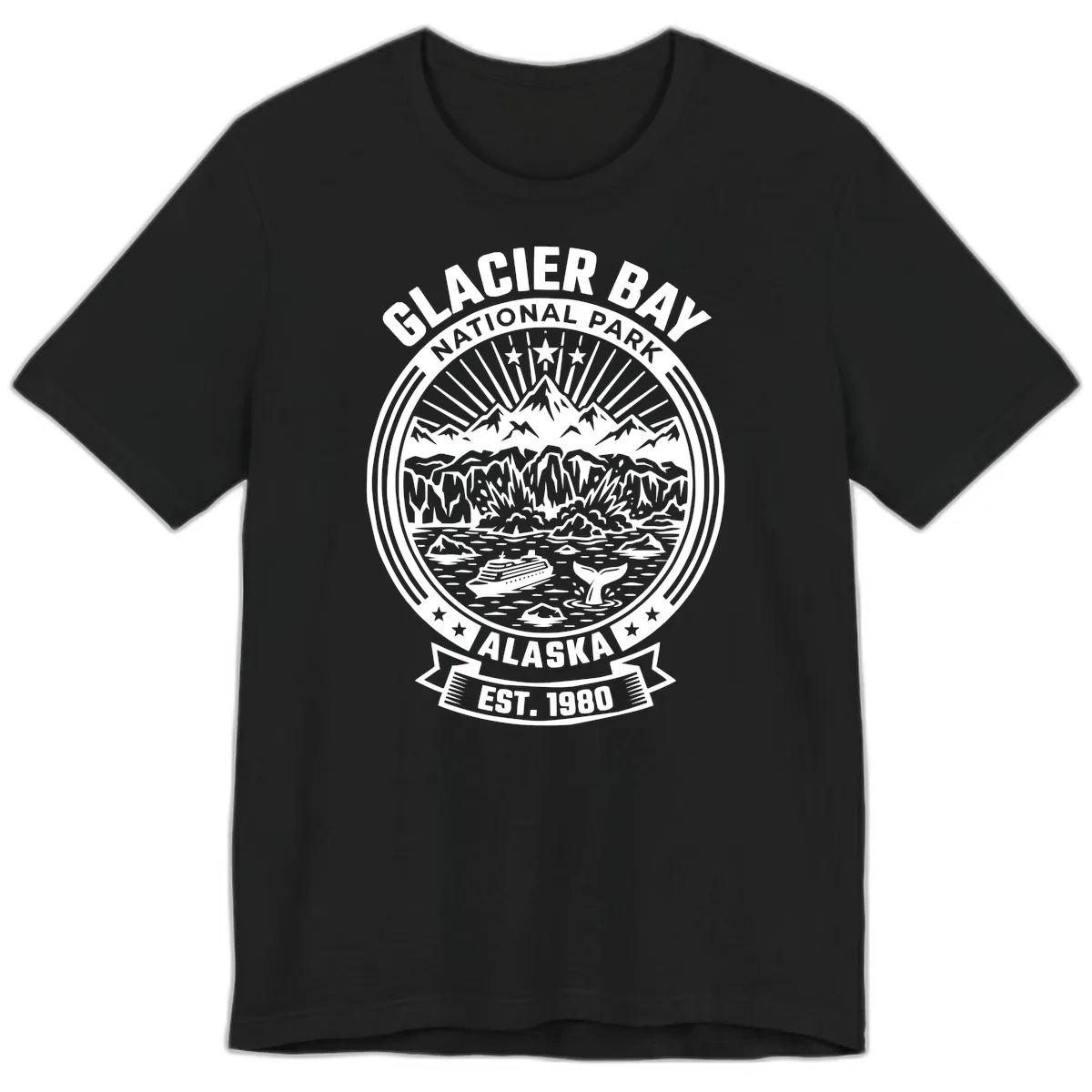 Glacier Bay National Park Badge Premium T-Shirt in Black