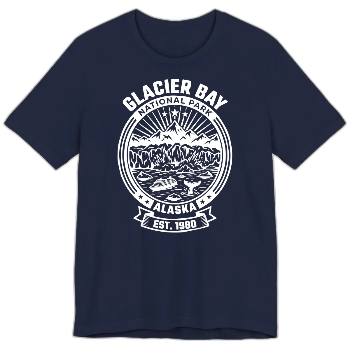 Glacier Bay National Park Badge Premium T-Shirt in Navy