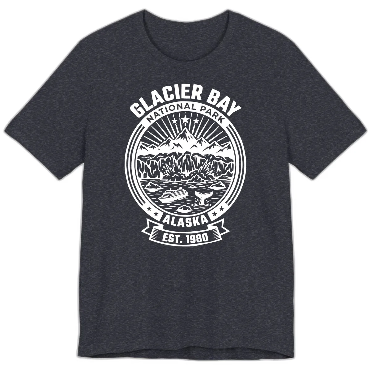 Glacier Bay National Park Badge Premium T-Shirt in Heather Navy