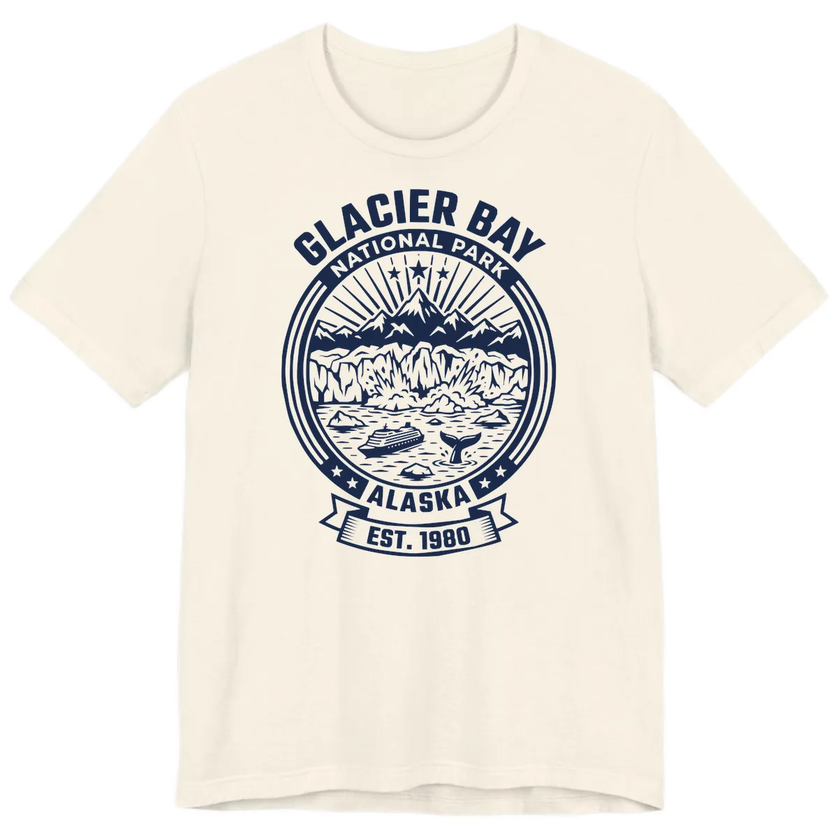 Glacier Bay National Park Badge Premium T-Shirt in Natural