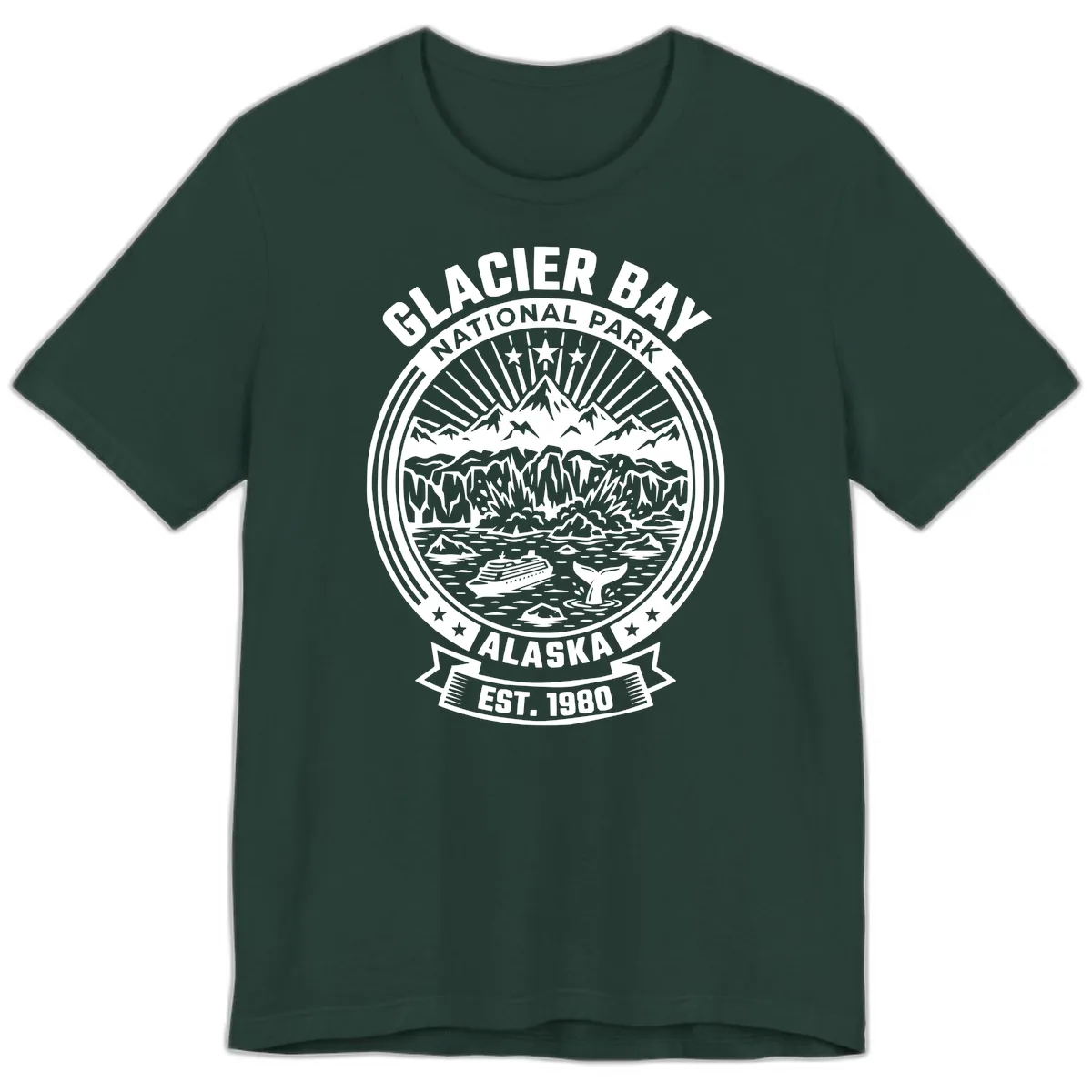 Glacier Bay National Park Badge Premium T-Shirt in Forest