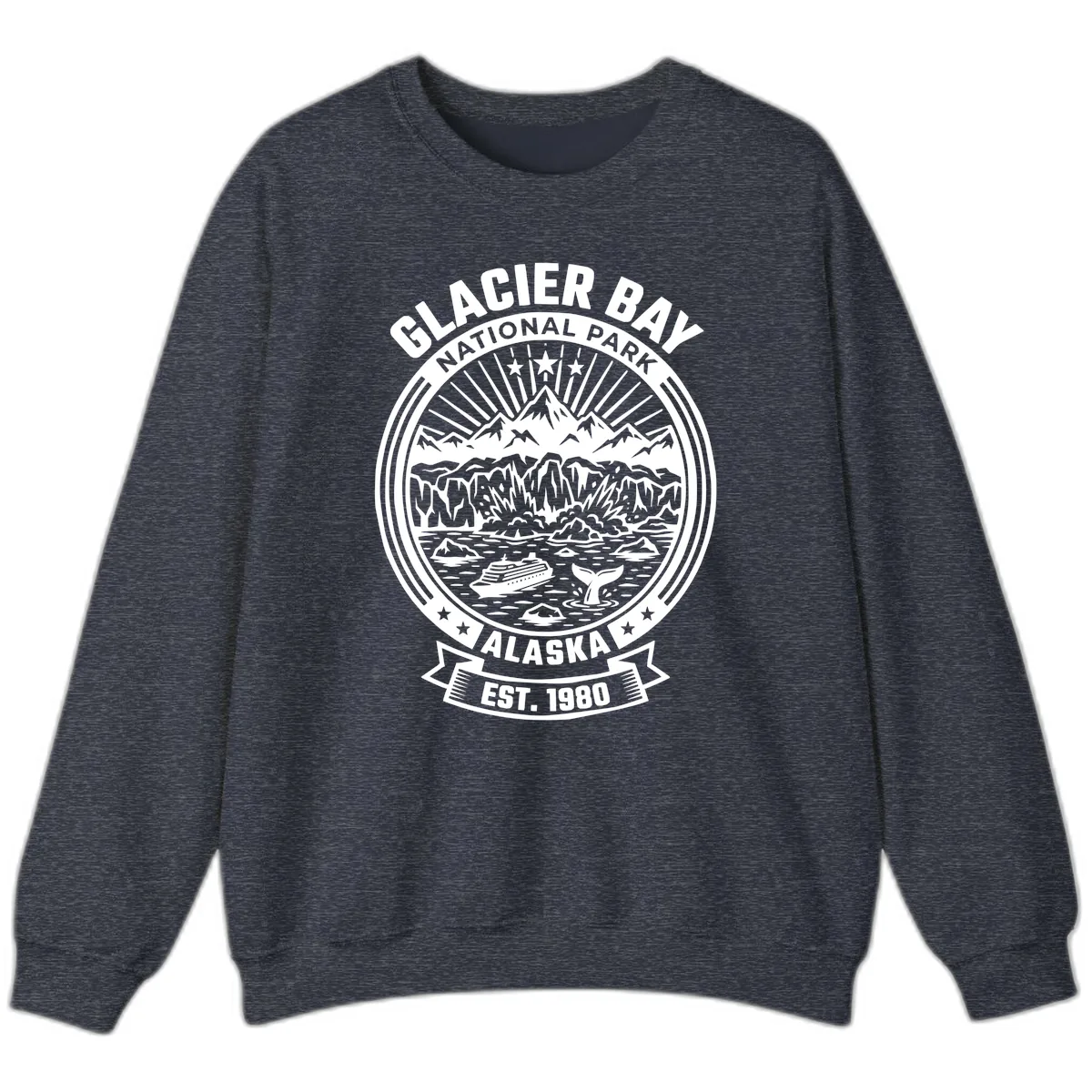 Glacier Bay National Park Badge Sweatshirt in Heather Sport Dark Navy