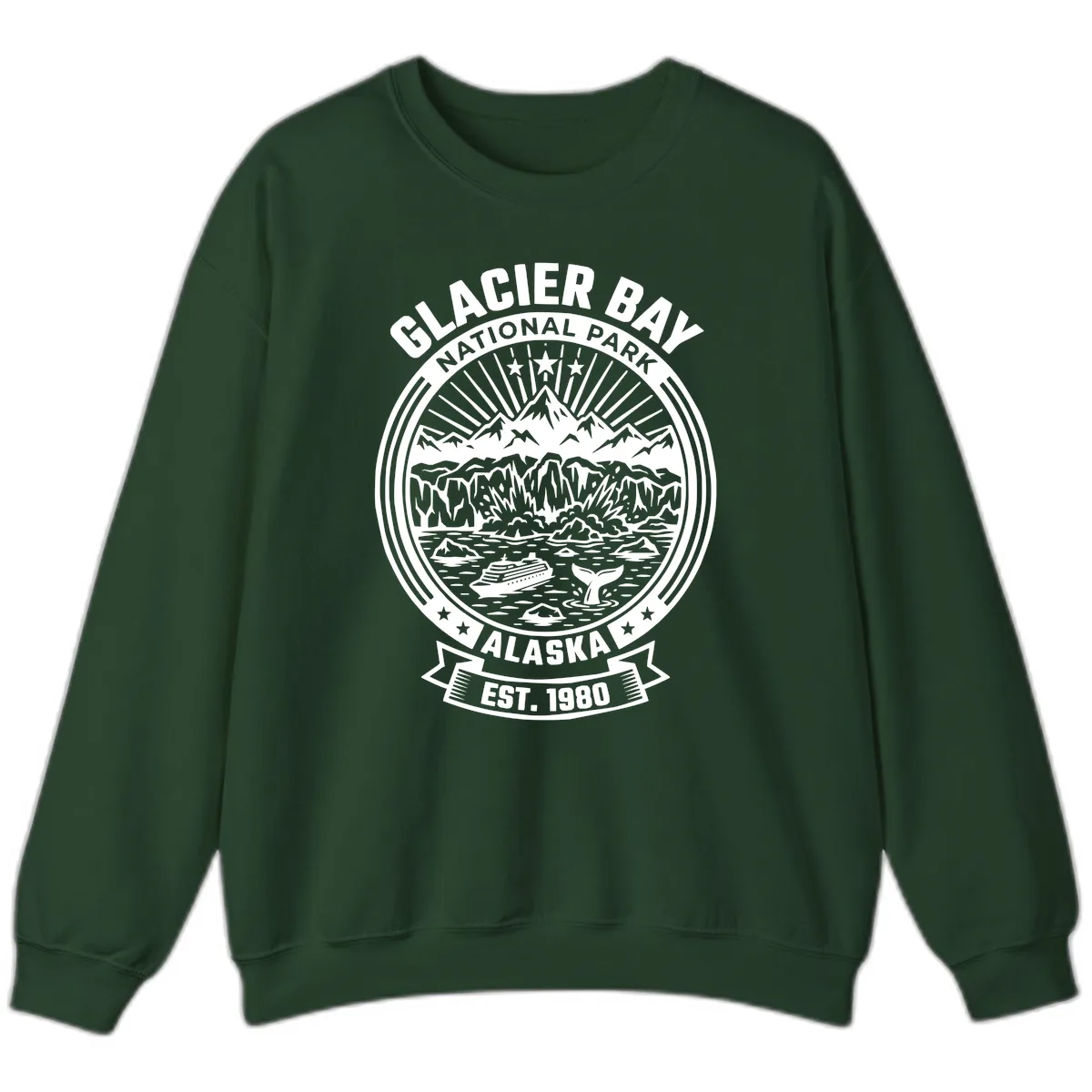 Glacier Bay National Park Badge Sweatshirt in Forest Green