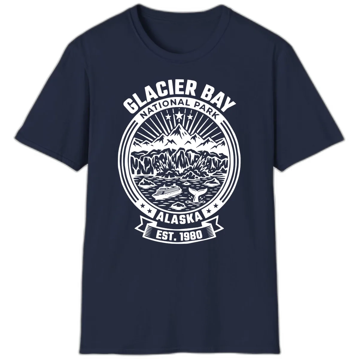 Glacier Bay National Park Badge T-Shirt in Navy