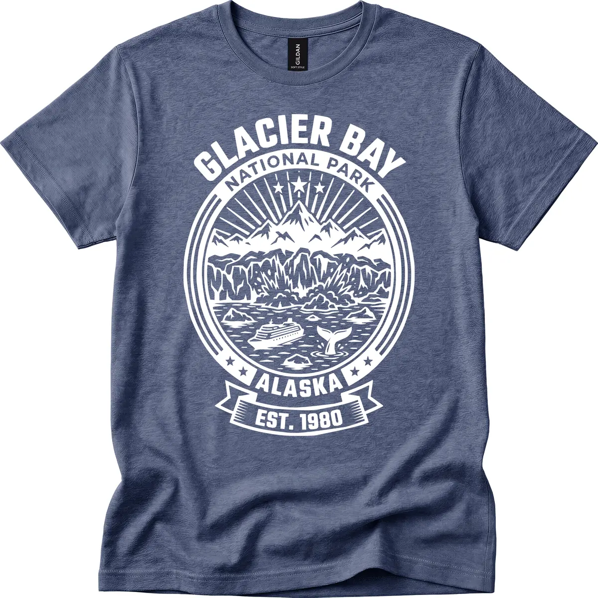 Glacier Bay National Park Badge T-Shirt in Heather Navy