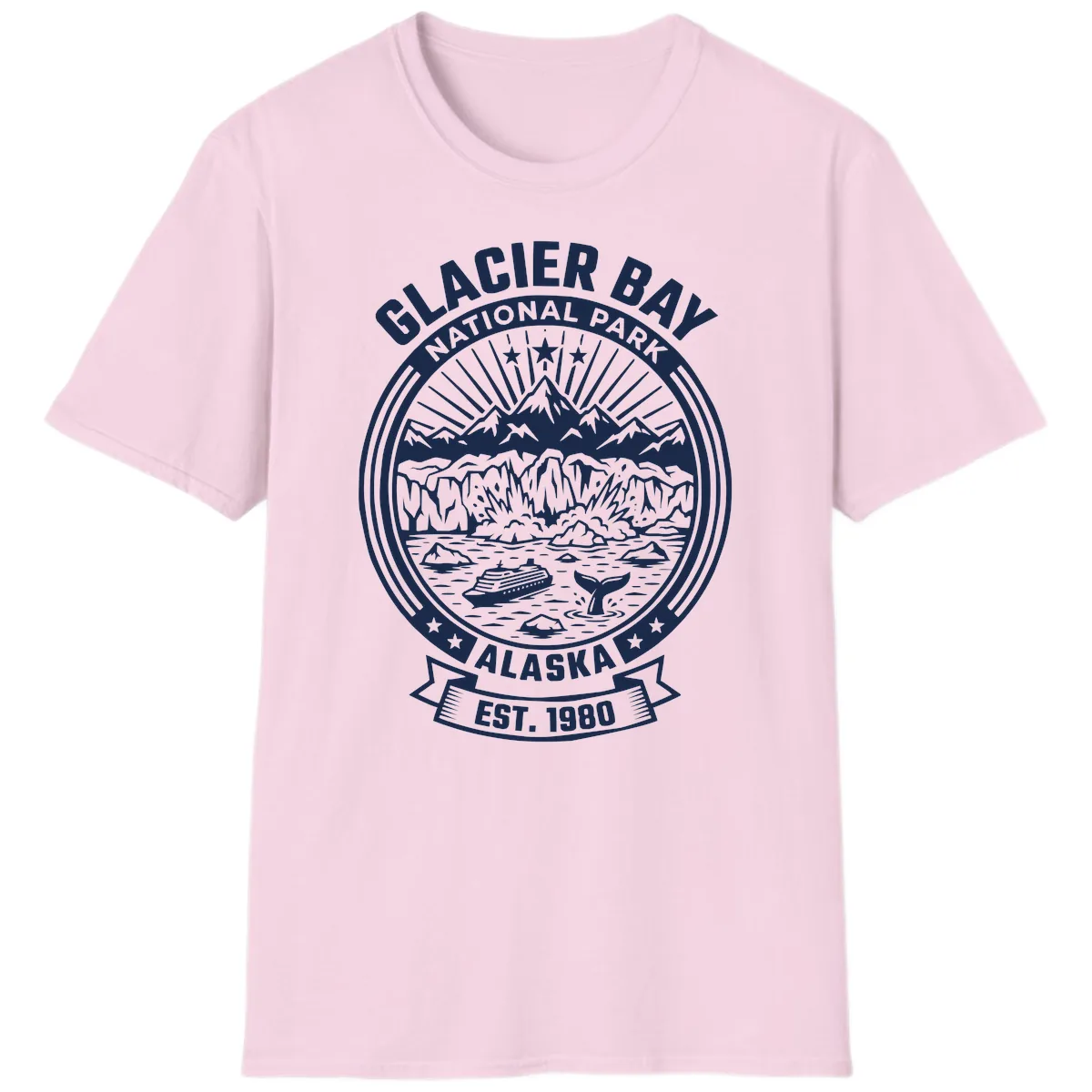 Glacier Bay National Park Badge T-Shirt in Light Pink