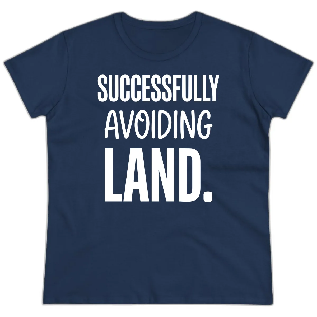 Successfully Avoiding Land Ladies Tee in Navy
