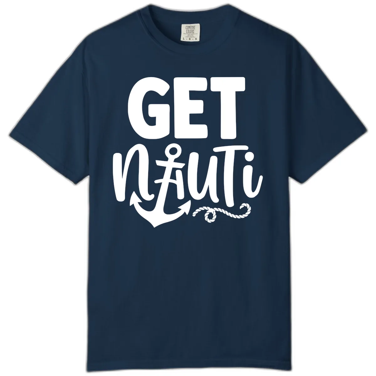 Get Nautical Anchor Cross Design Comfort Color in True Navy