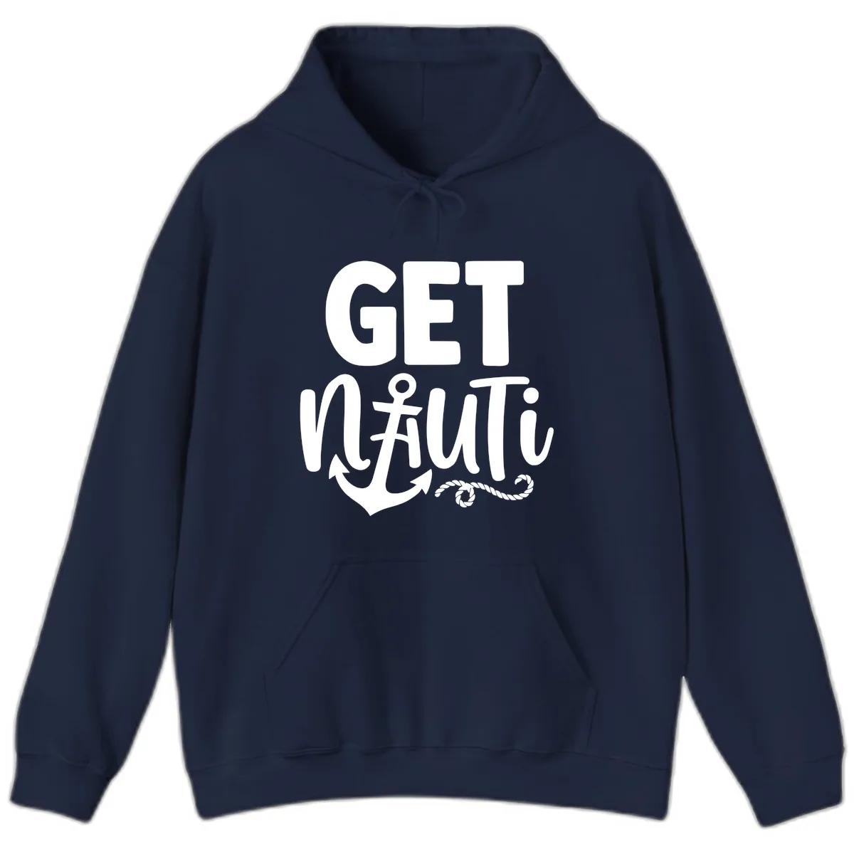 Get Nautical Anchor Cross Design Hoodie in Navy
