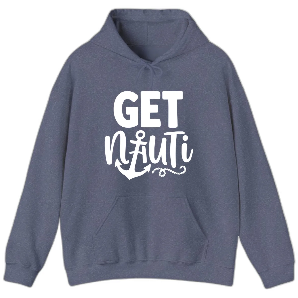 Get Nautical Anchor Cross Design Hoodie in Heather Navy