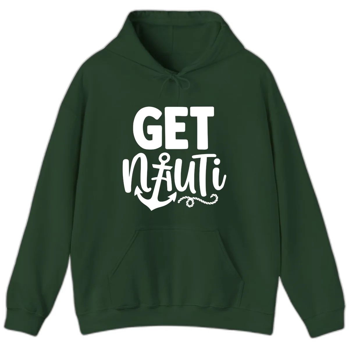 Get Nautical Anchor Cross Design Hoodie in Forest Green
