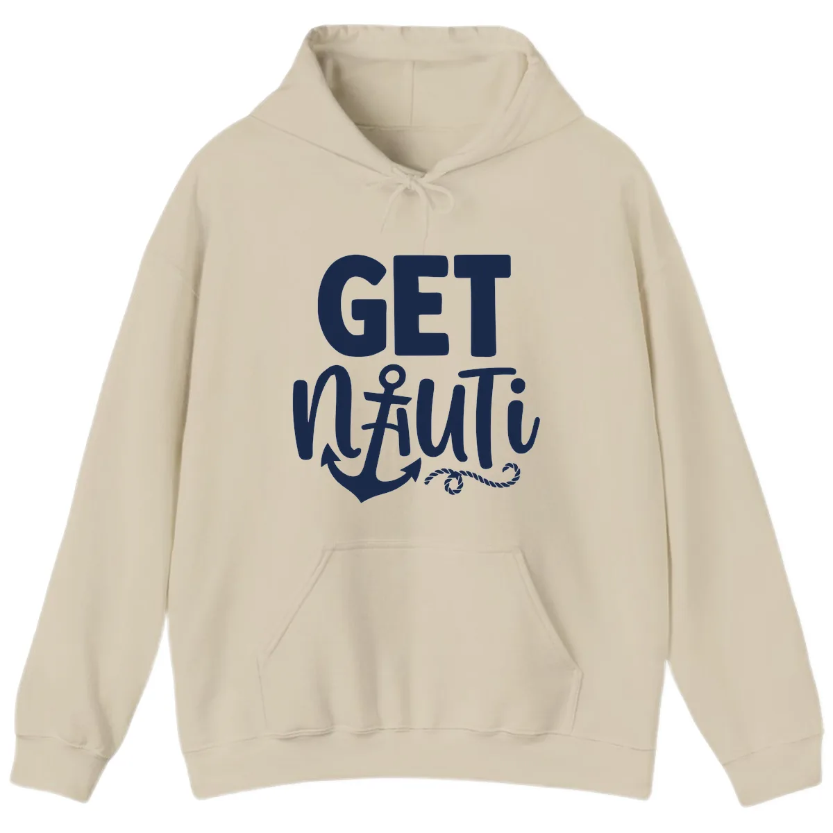 Get Nautical Anchor Cross Design Hoodie in Sand