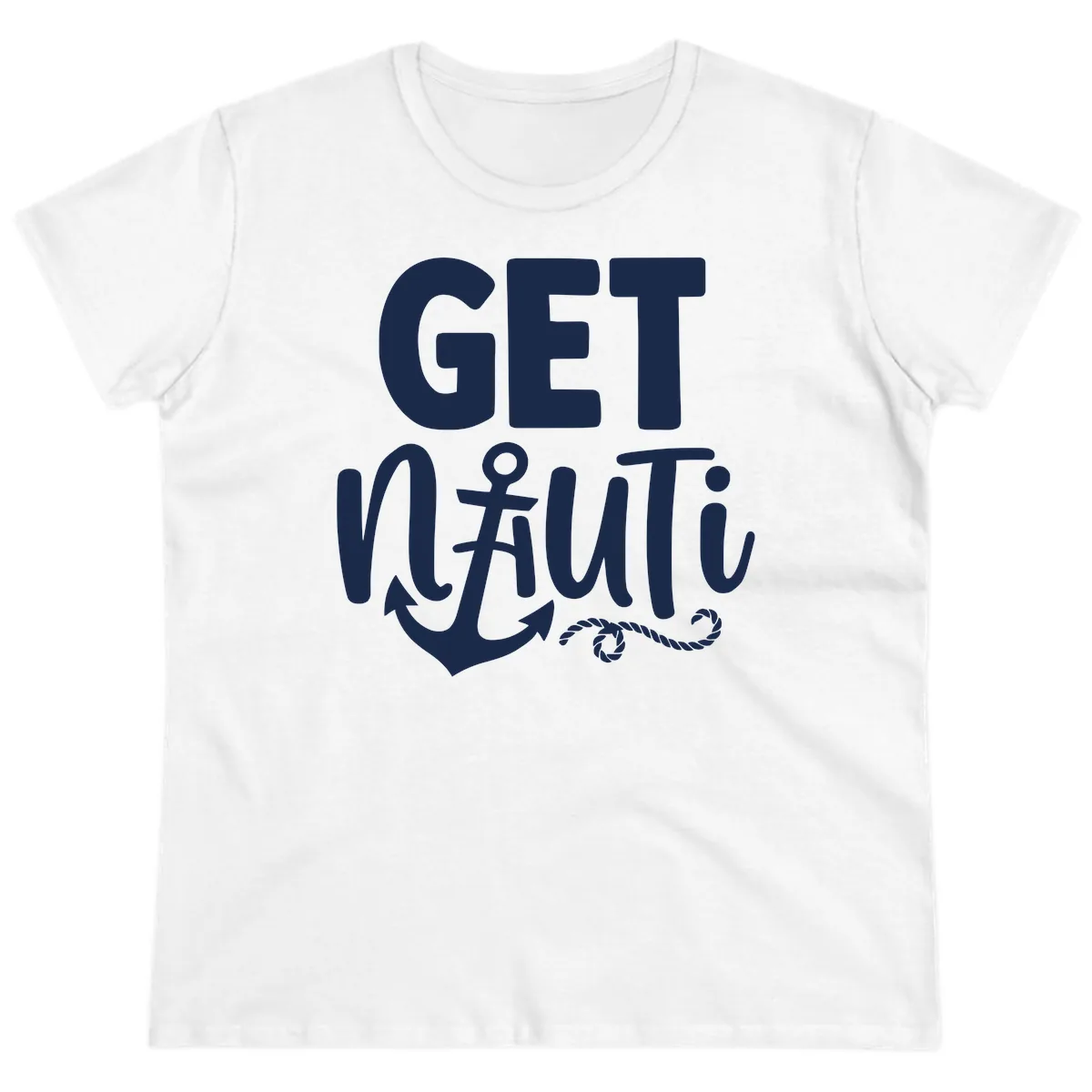 Get Nautical Anchor Cross Design Ladies Tee in White