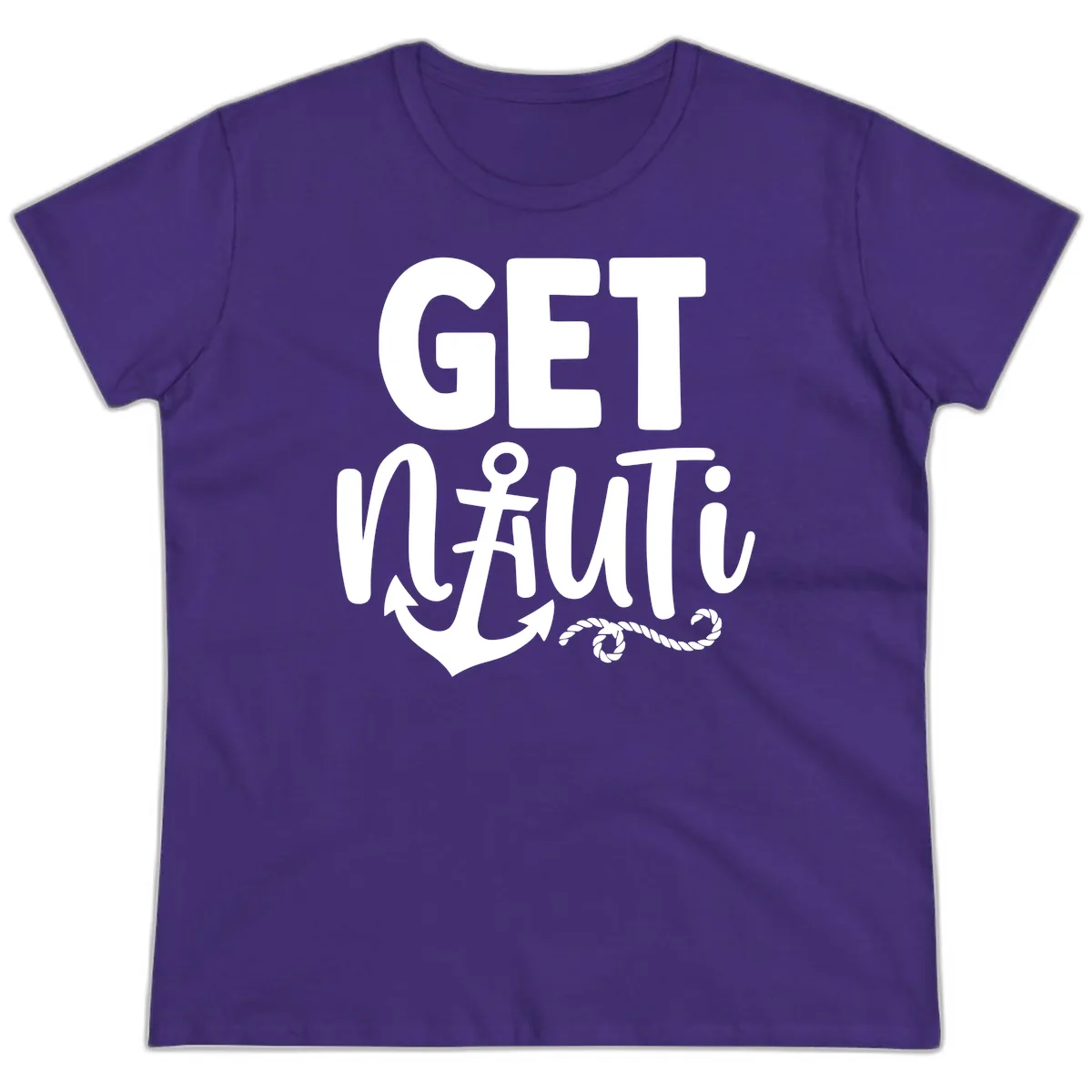 Get Nautical Anchor Cross Design Ladies Tee in Purple