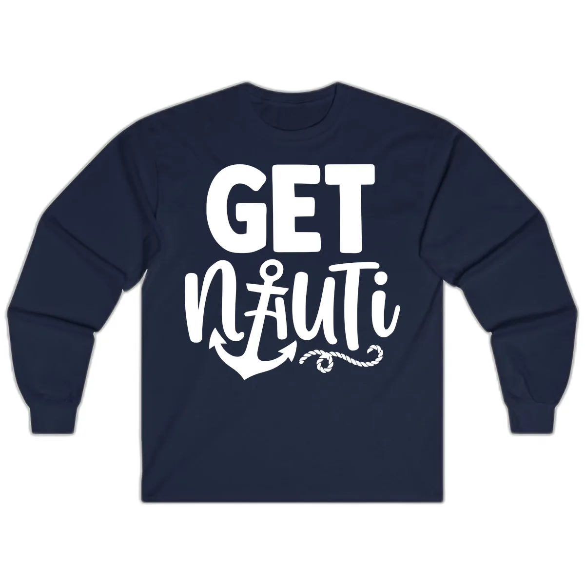 Get Nautical Anchor Cross Design Long Sleeve in Navy