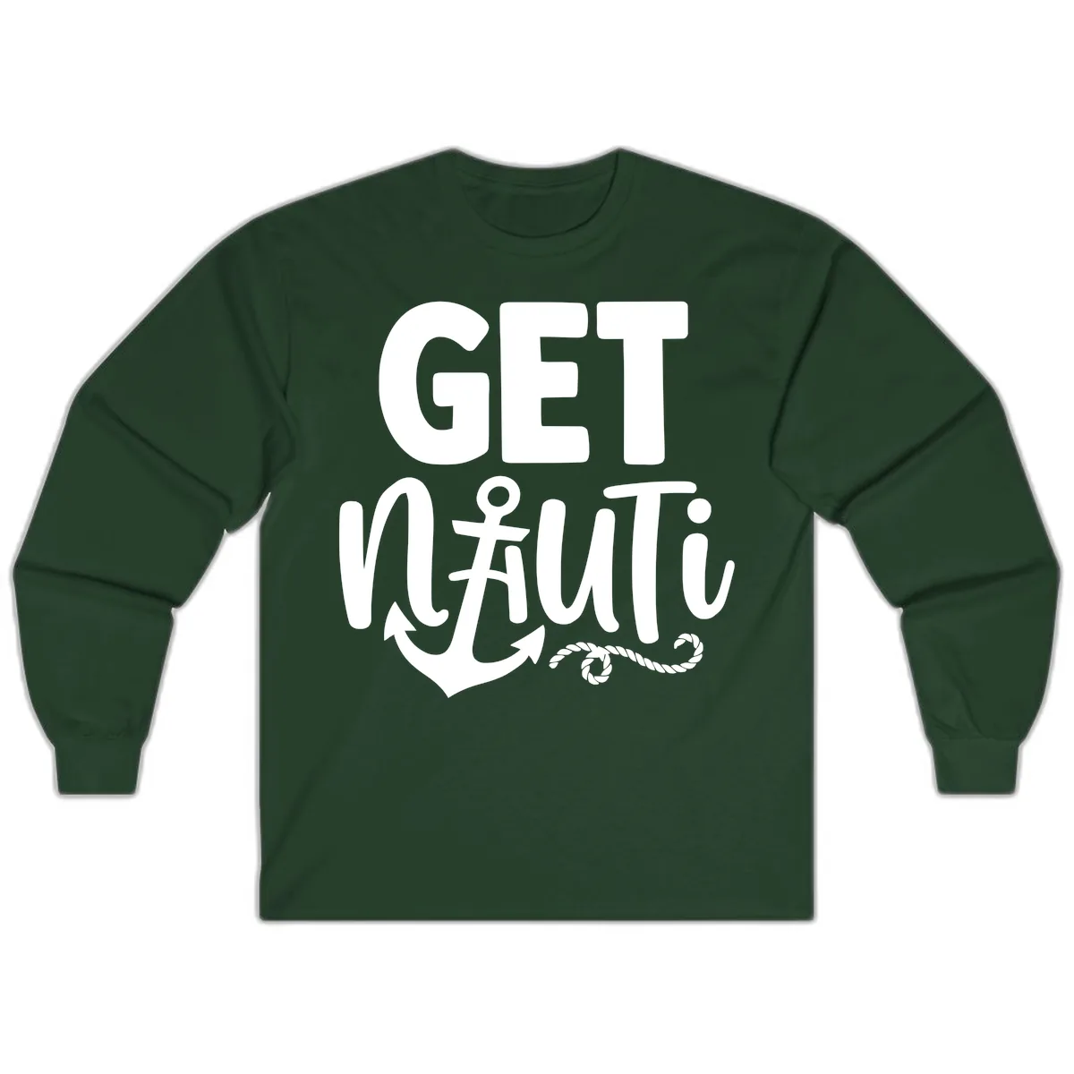 Get Nautical Anchor Cross Design Long Sleeve in Forest Green