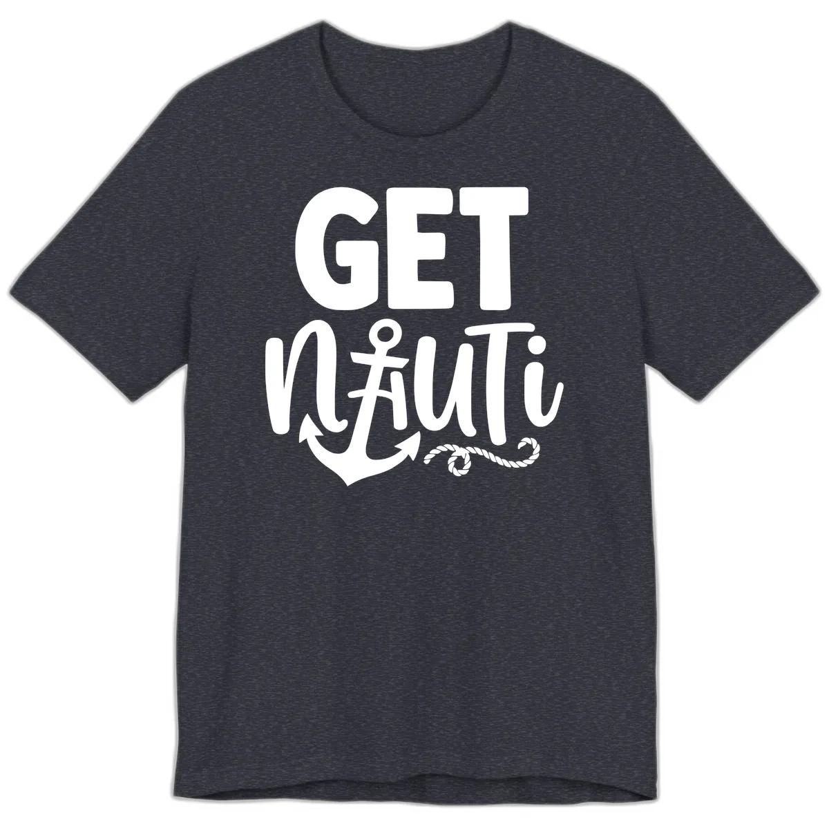 Get Nautical Anchor Cross Design Premium T-Shirt in Heather Navy
