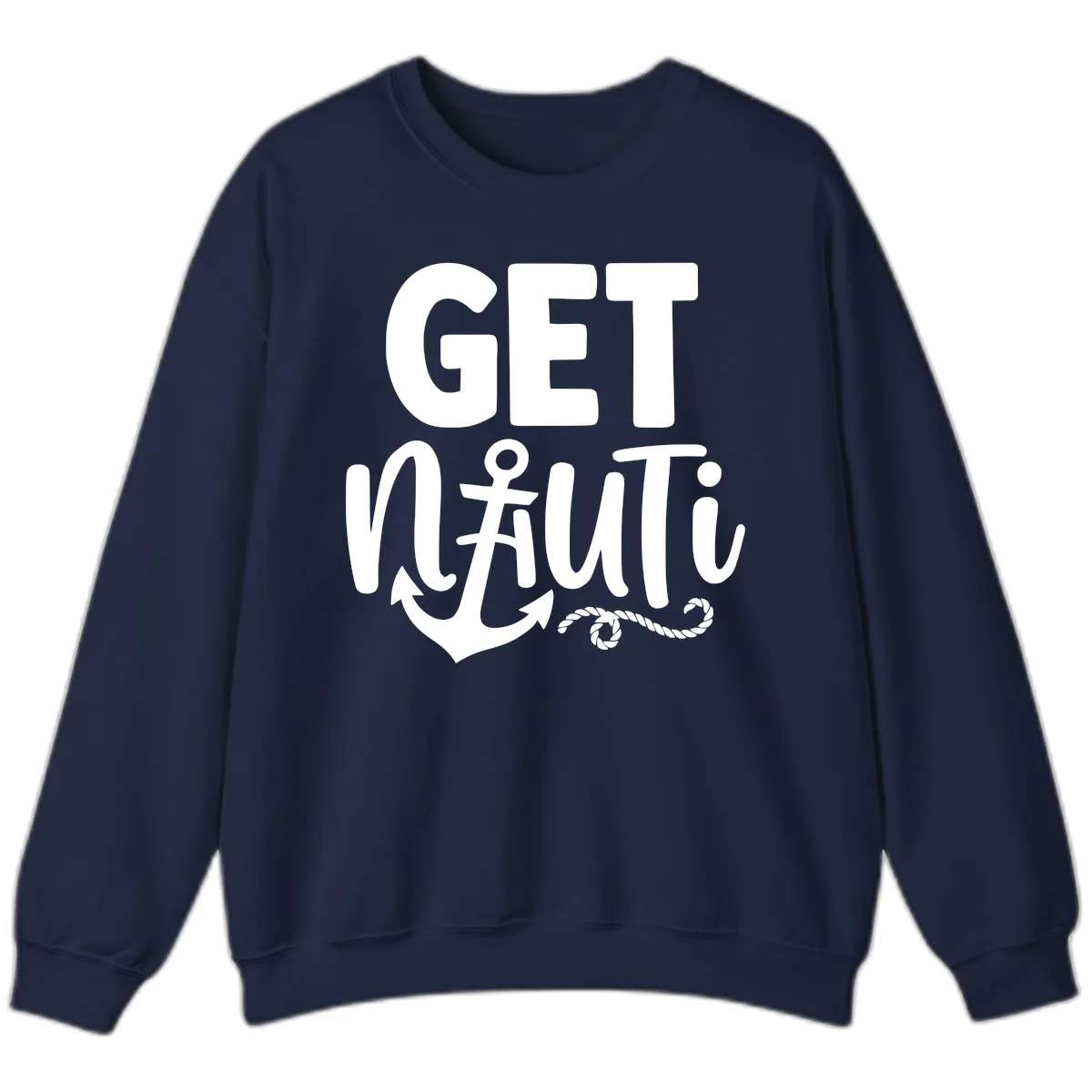 Get Nautical Anchor Cross Design Sweatshirt in Navy