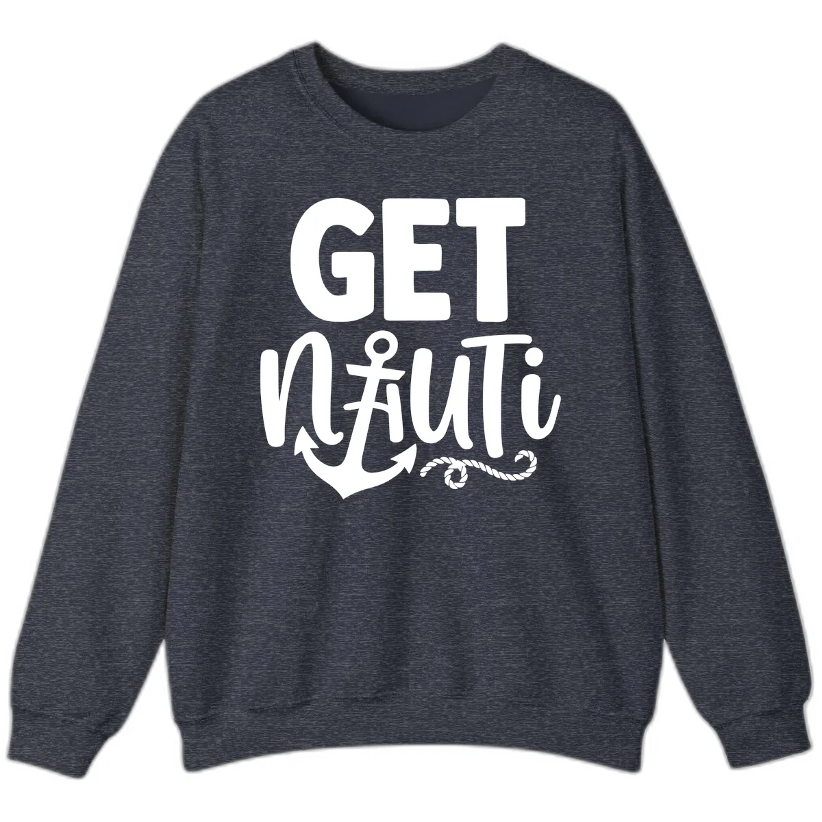Get Nautical Anchor Cross Design Sweatshirt in Heather Sport Dark Navy