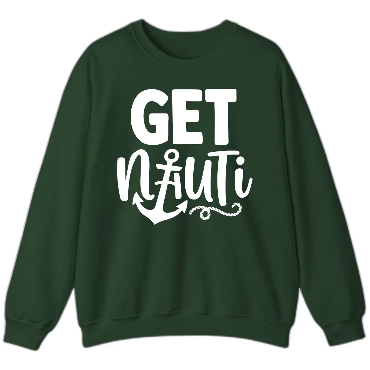 Get Nautical Anchor Cross Design Sweatshirt in Forest Green