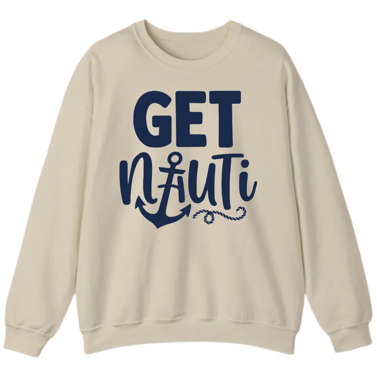Get Nautical Anchor Cross Design Sweatshirt in Sand