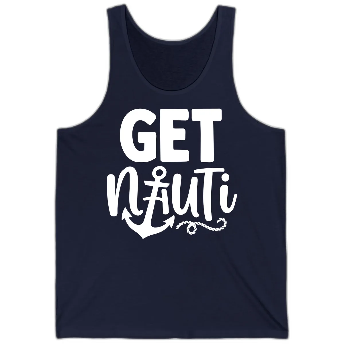 Get Nautical Anchor Cross Design Tank in Navy