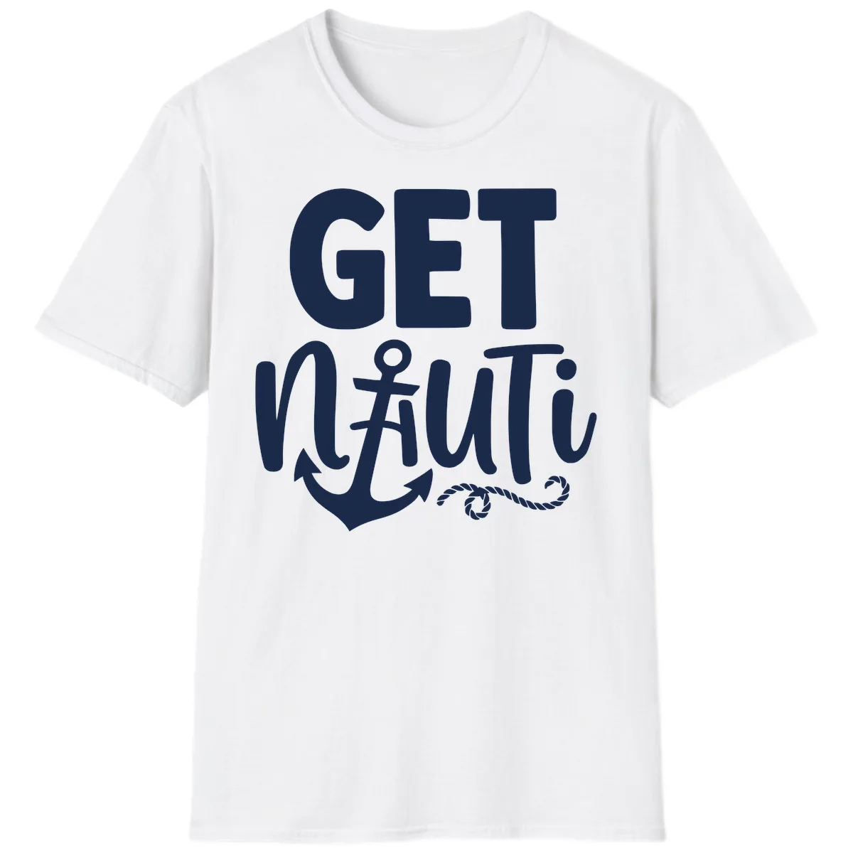 Get Nautical Anchor Cross Design T-Shirt in White
