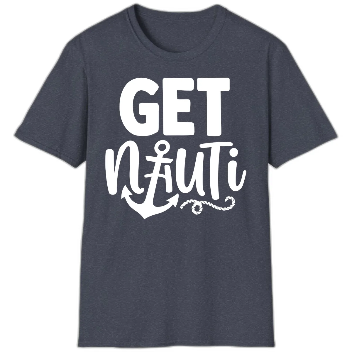 Get Nautical Anchor Cross Design T-Shirt in Heather Navy