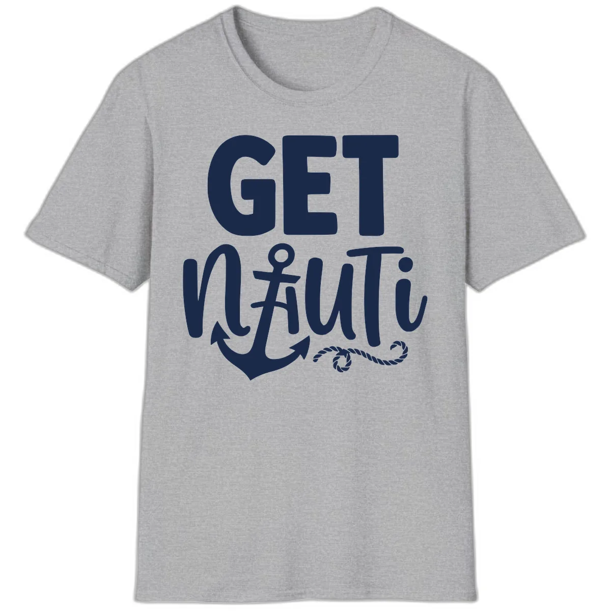 Get Nautical Anchor Cross Design T-Shirt in Sport Grey