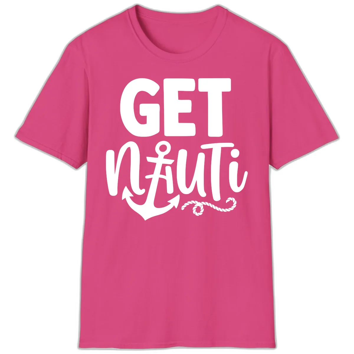 Get Nautical Anchor Cross Design T-Shirt in Heliconia